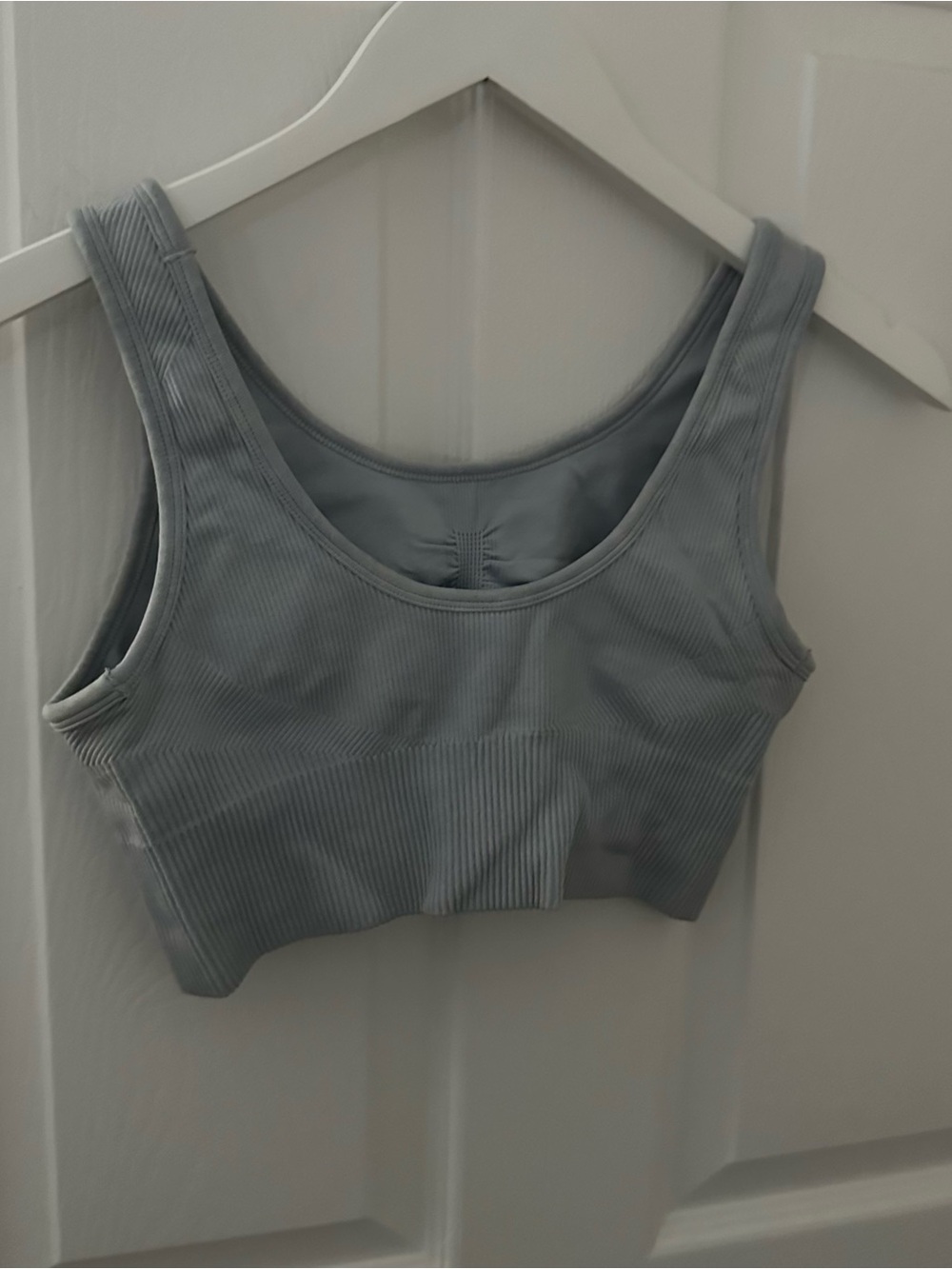 Light Blue Ribbed Sports Bra - Picture 3 of 5